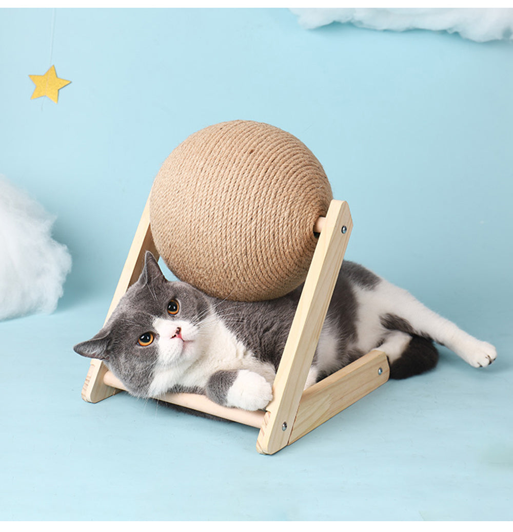 Blent10 vertical sisal cat toy with scratching surface and interactive ball