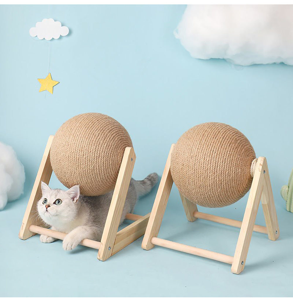 Blent10 vertical sisal cat toy with scratching surface and interactive ball