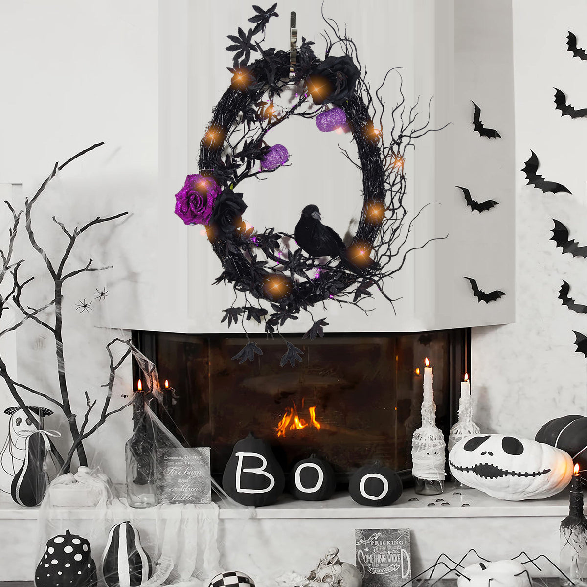 Blent10 Halloween Black Crow Garland Decoration