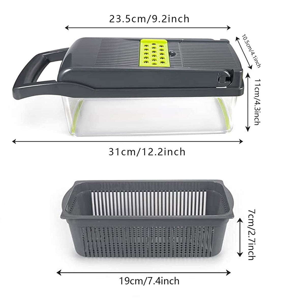 Blent10 15-in-1 manual vegetable chopper with 1.5L container, drain basket, and hand guard