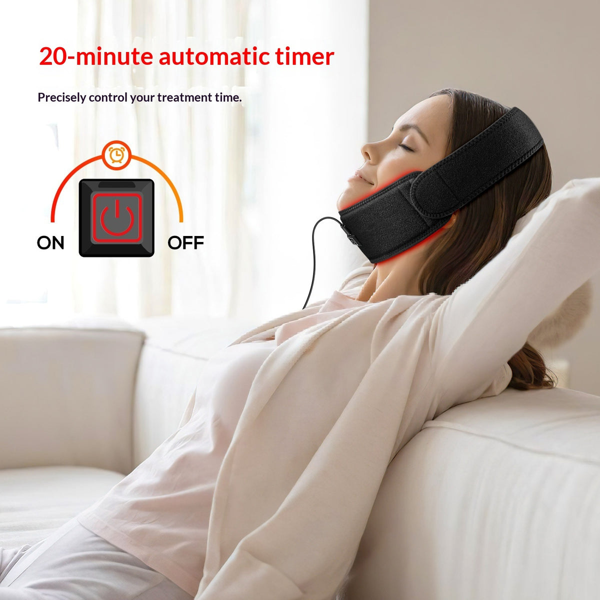 Blent10 neck red light therapy band featuring 36 LEDs for personal care use