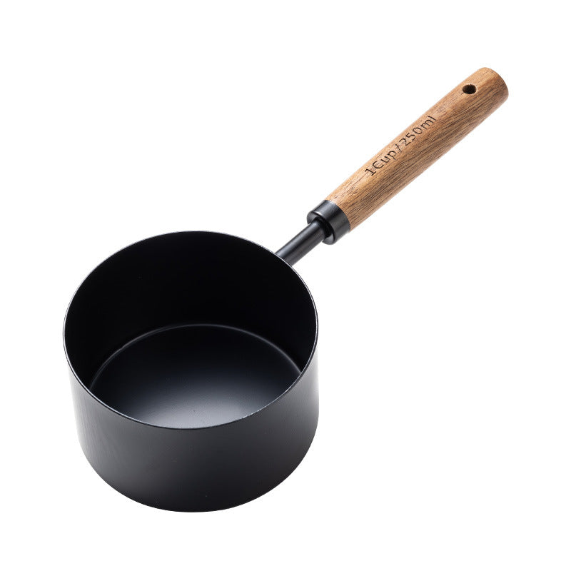 Blent10 8-piece stainless steel measuring cup and spoon set with walnut wood handles and scale markings