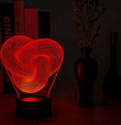 Blent10 twist abstract LED 3D night light with colourful acrylic table lamp design