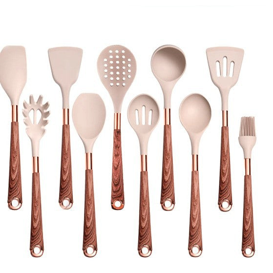 Blent10 12-Piece Silicone Kitchen Utensil Set – Wood-Grain Handles & Non-Stick Spatulas