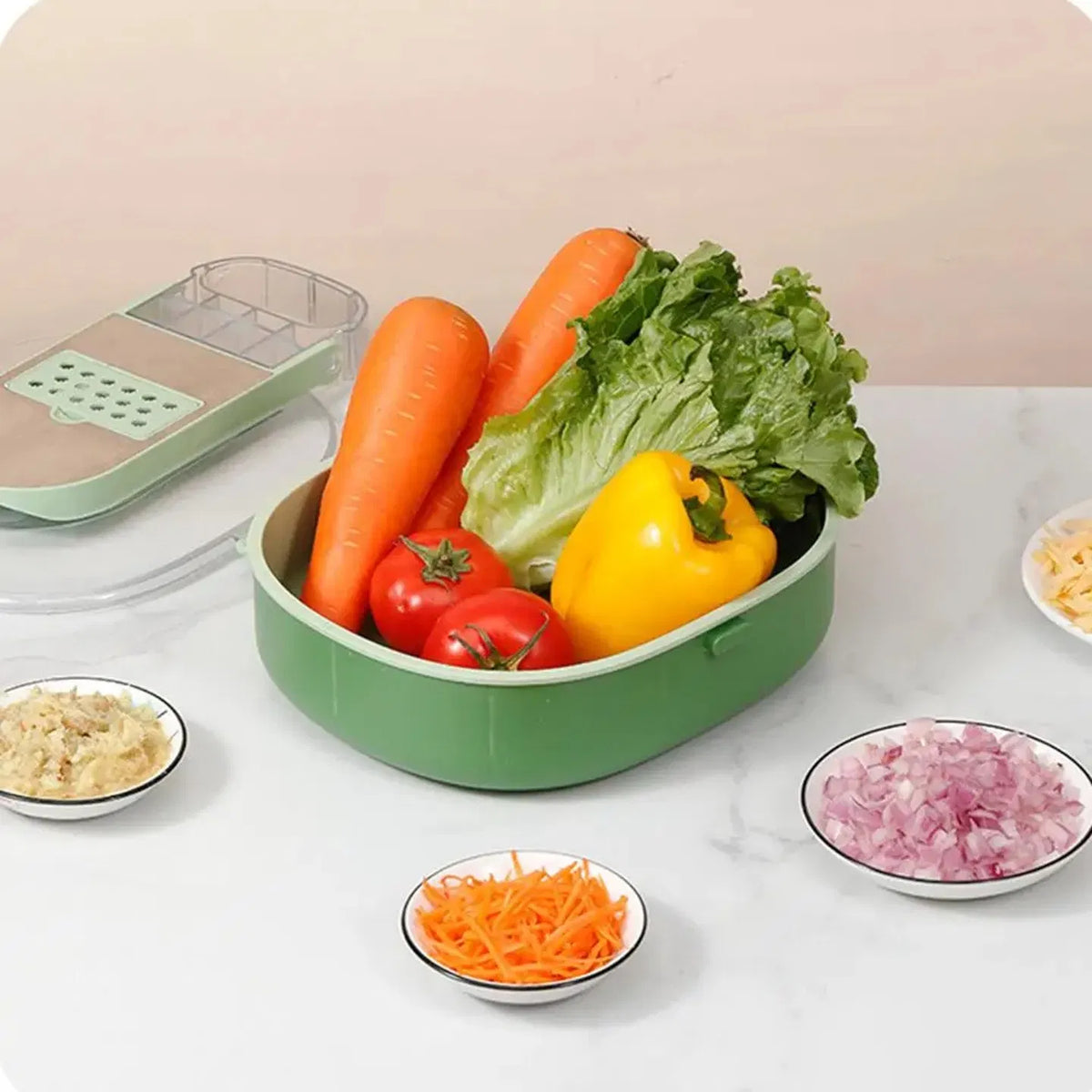 Blent10 vegetable chopper pro with multi-function manual slicing, dicing, and grating tools