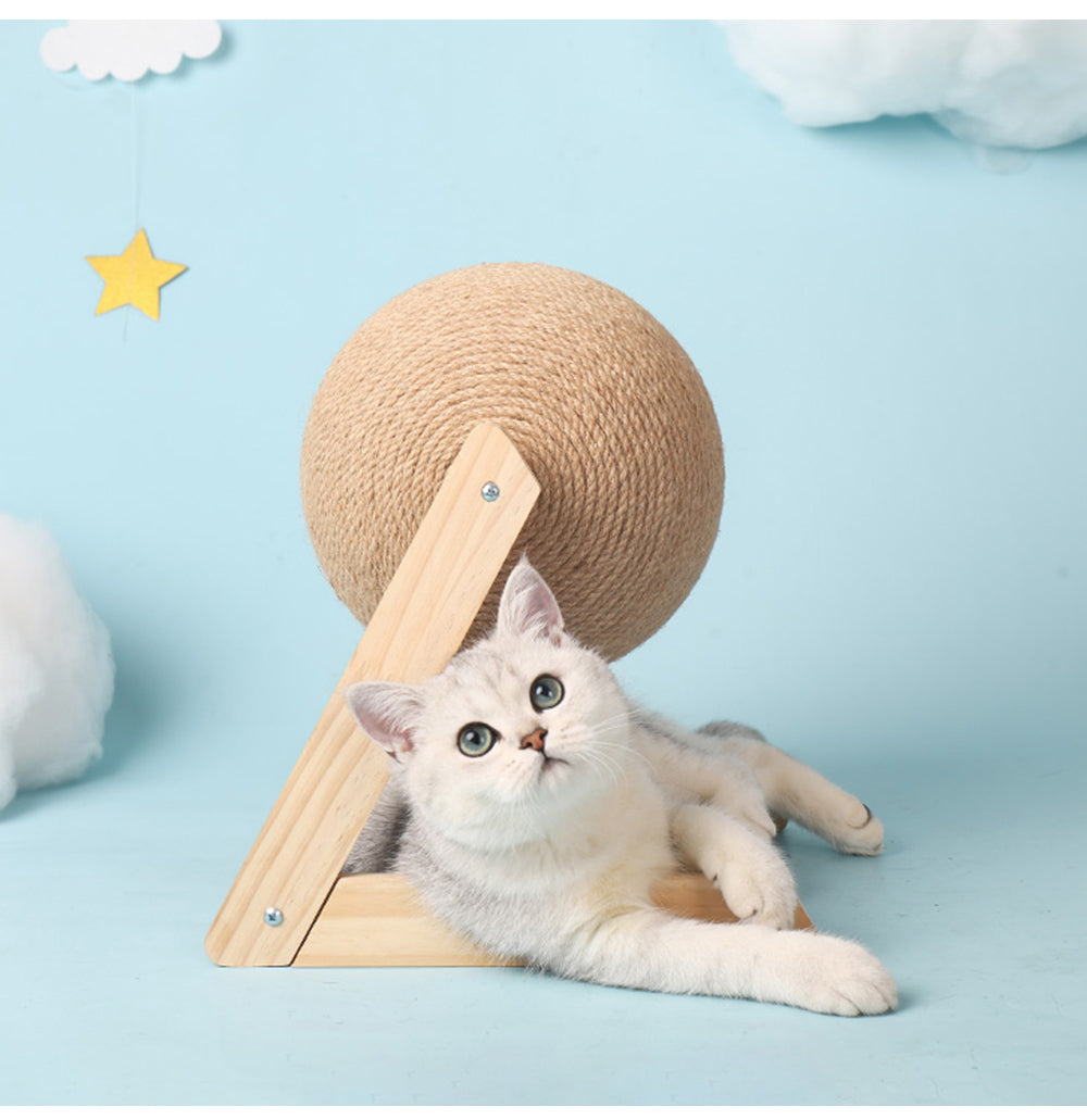 Blent10 vertical sisal cat toy with scratching surface and interactive ball
