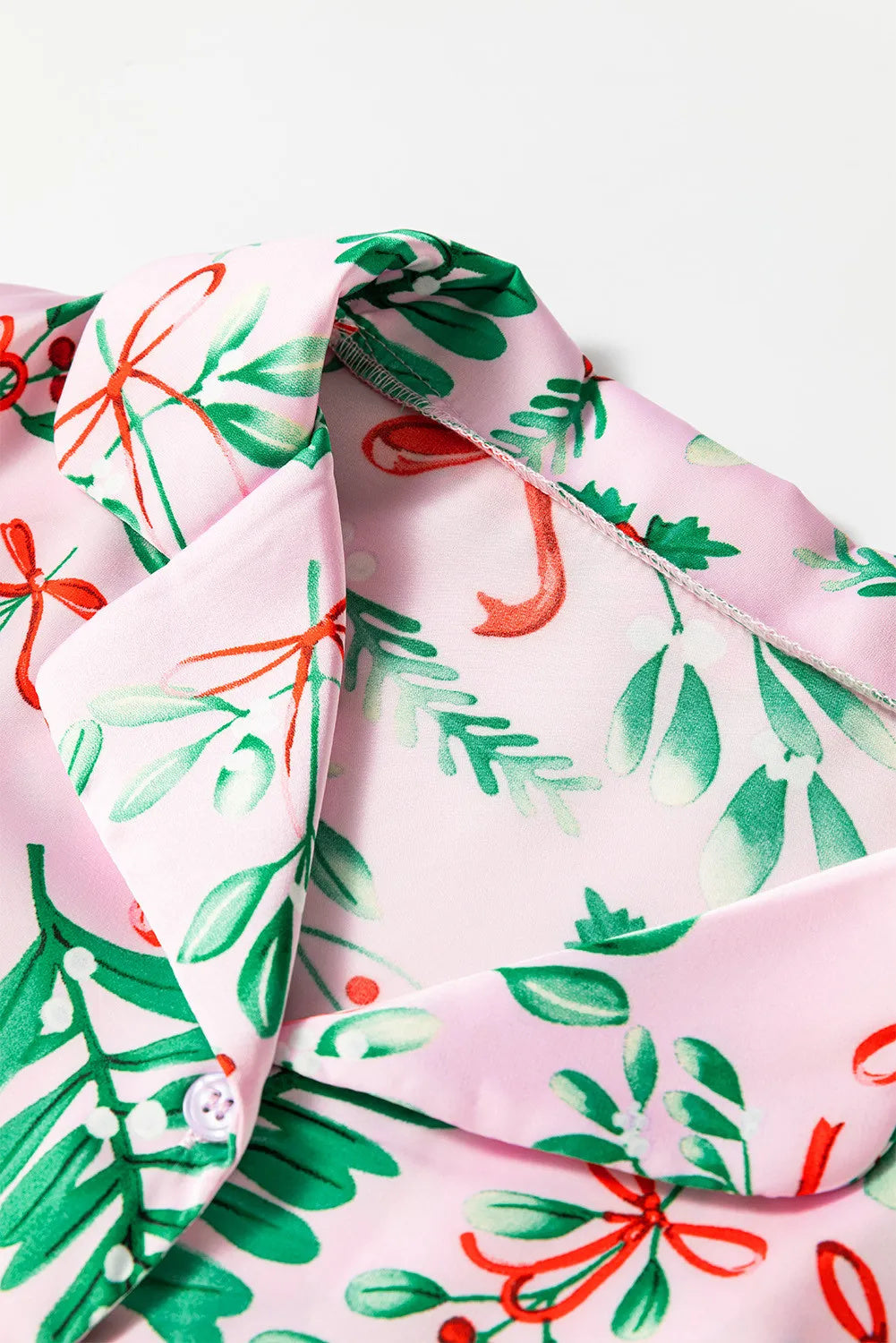 Blent10 Christmas berry print satin pajama set with long sleeves