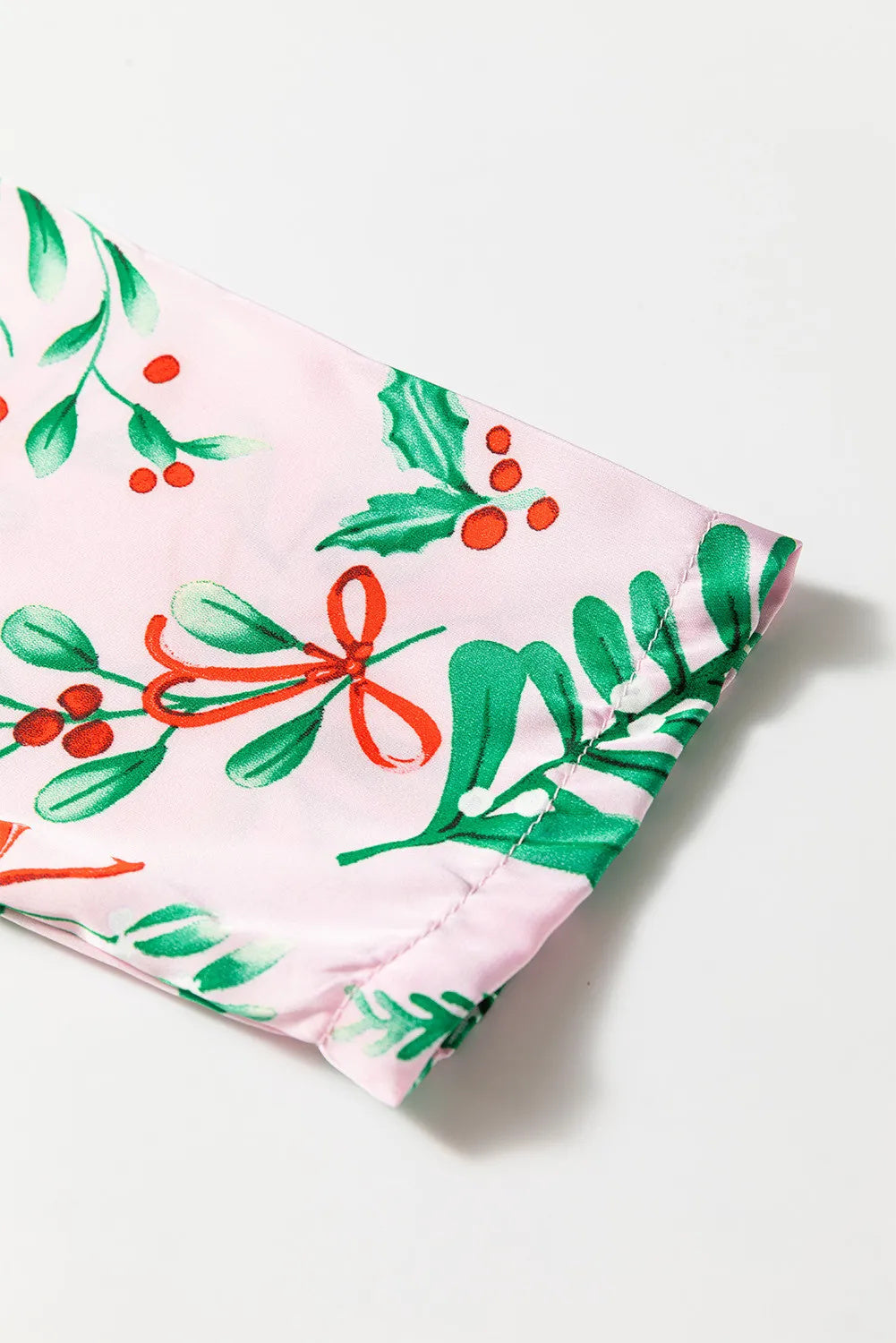 Blent10 Christmas berry print satin pajama set with long sleeves