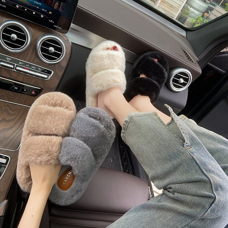 Blent10 Leisure Fleece-Lined Platform Slippers – Casual Indoor Footwear