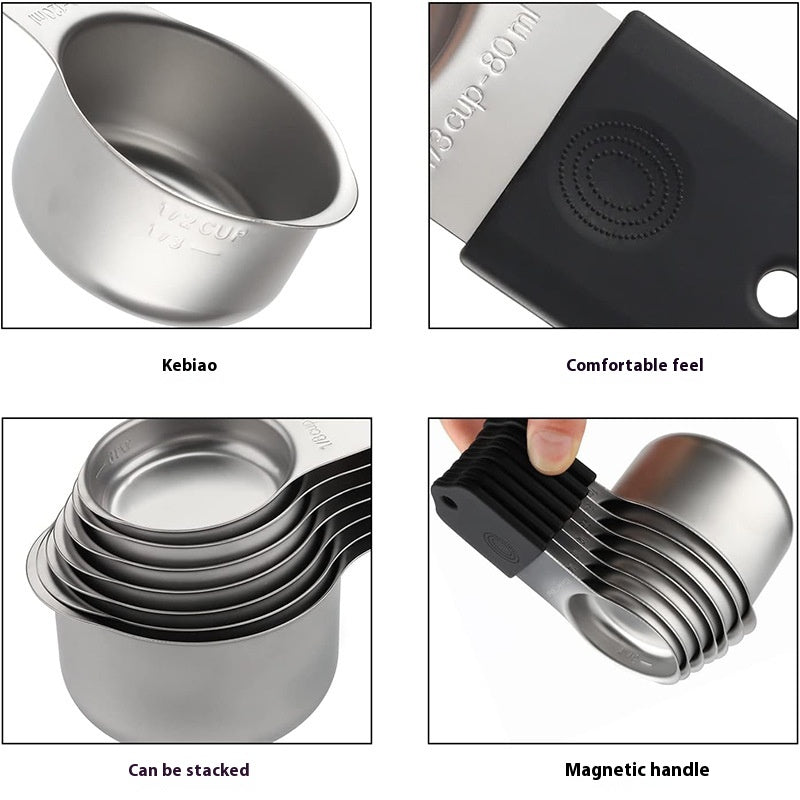 Blent10 stainless steel measuring cup and spoon set with scale markings for cooking and baking