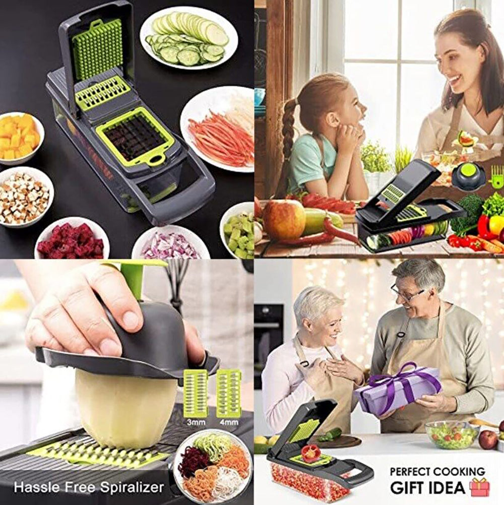 Blent10 16-in-1 vegetable chopper with slicing, fruit cutting, and peeling attachments