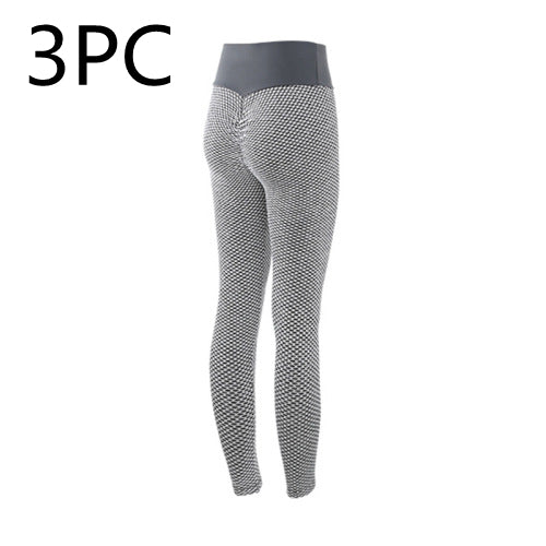 Blent10 plaid seamless high-waist leggings for yoga fitness and gym workouts