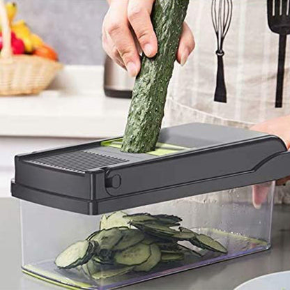 Blent10 16-in-1 vegetable chopper with slicing, fruit cutting, and peeling attachments