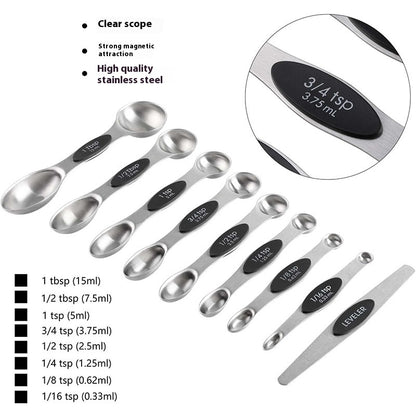 Blent10 stainless steel measuring cup and spoon set with scale markings for cooking and baking