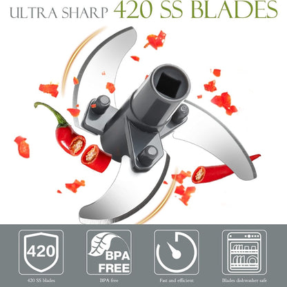 Blent10 manual pull-string food chopper 500ml grey vegetable cutter and garlic mincer