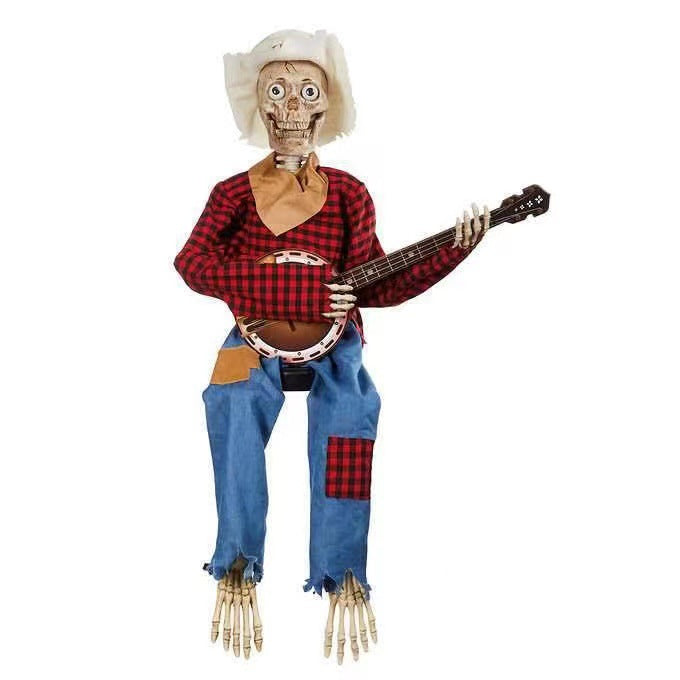Blent10 Halloween Banjo Skeleton Decoration
