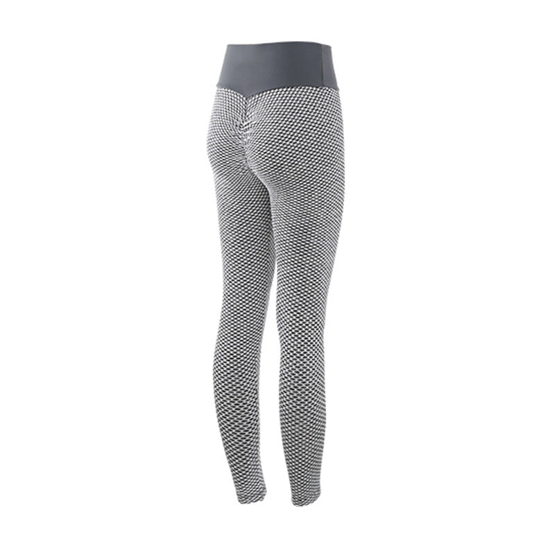 Blent10 plaid seamless high-waist leggings for yoga fitness and gym workouts