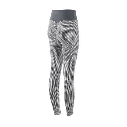 Blent10 plaid seamless high-waist leggings for yoga fitness and gym workouts