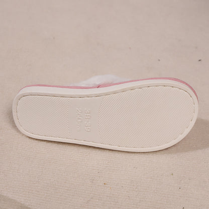 Blent10 rabbit fur cotton slippers with thickened fluffy fleece-lined design