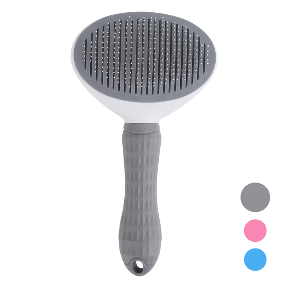 Blent10 self-cleaning pet comb with stainless steel teeth and one-button loose hair removal for cats and dogs