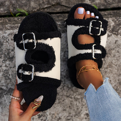 Blent10 lamb wool slippers with fleece-lined design for relaxed indoor wear
