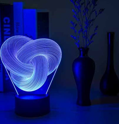 Blent10 twist abstract LED 3D night light with colourful acrylic table lamp design