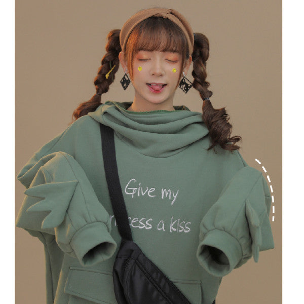 Blent10 Frog Zipper-Pocket Oversized Hoodie
