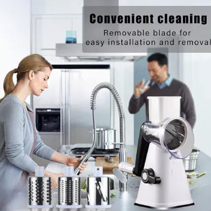 Blent10 3-in-1 rotary food slicer for grating cheese and cutting or shredding vegetables