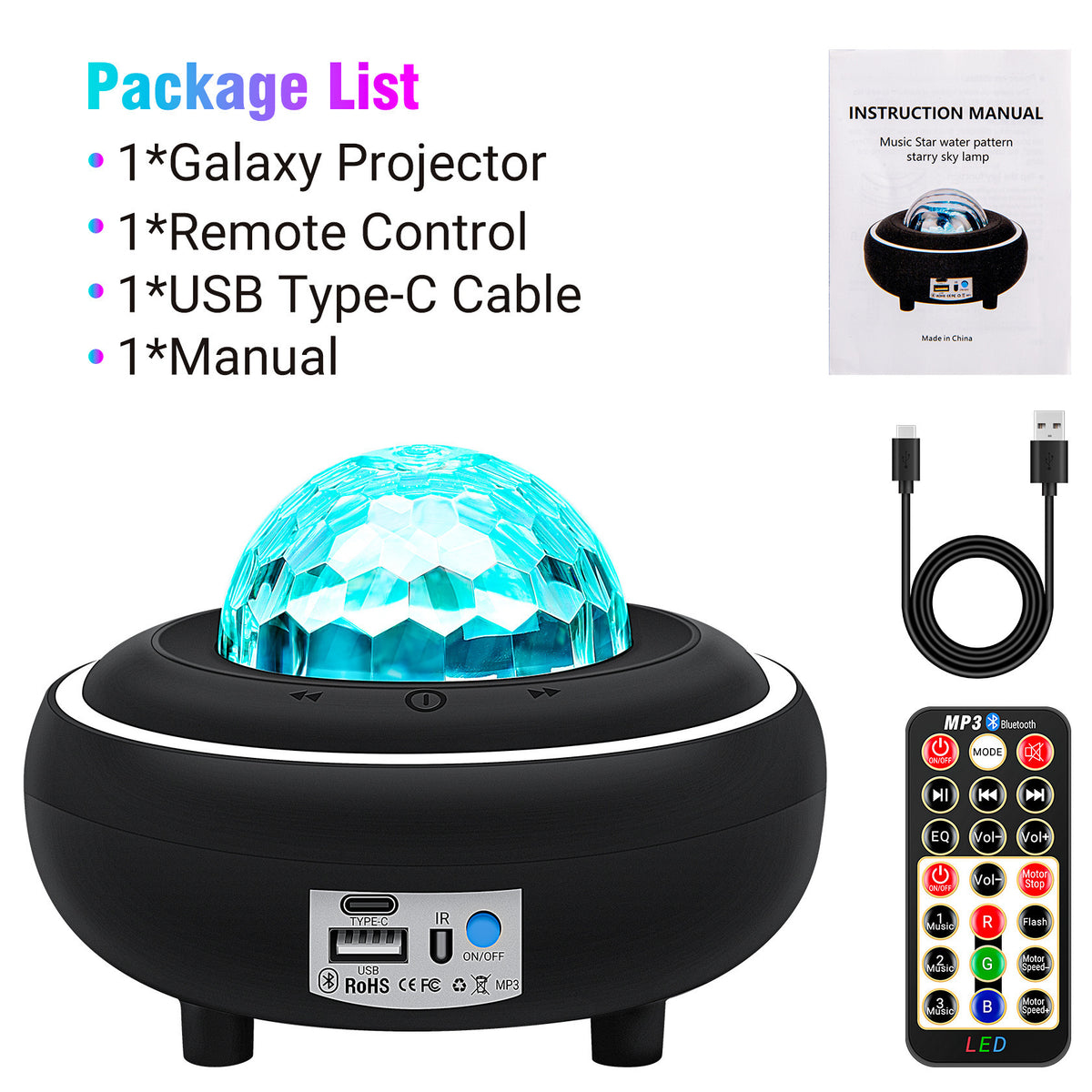 Blent10 water ripple nebula starry sky projection lamp for decorative ambient lighting