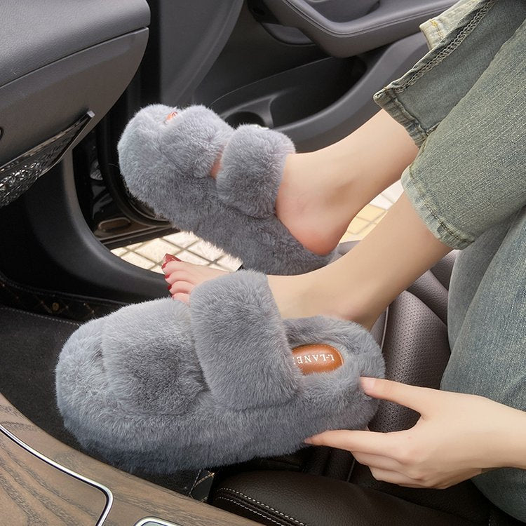 Blent10 Leisure Fleece-Lined Platform Slippers – Casual Indoor Footwear