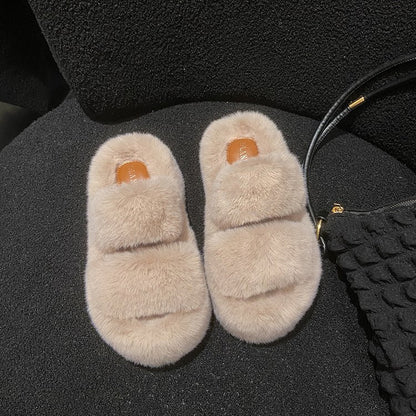 Blent10 Leisure Fleece-Lined Platform Slippers – Casual Indoor Footwear