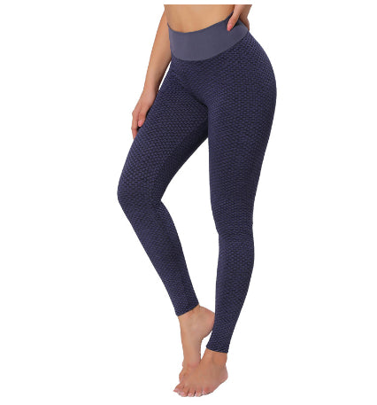 Blent10 plaid seamless high-waist leggings for yoga fitness and gym workouts