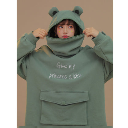 Blent10 Frog Zipper-Pocket Oversized Hoodie