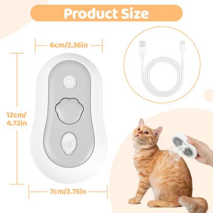 Blent10 cat steam brush for grooming with self-cleaning fur removal design