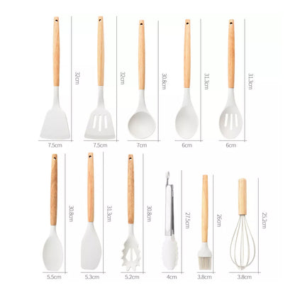 Blent10 19-piece silicone kitchen utensil set with spatulas and cooking spoons