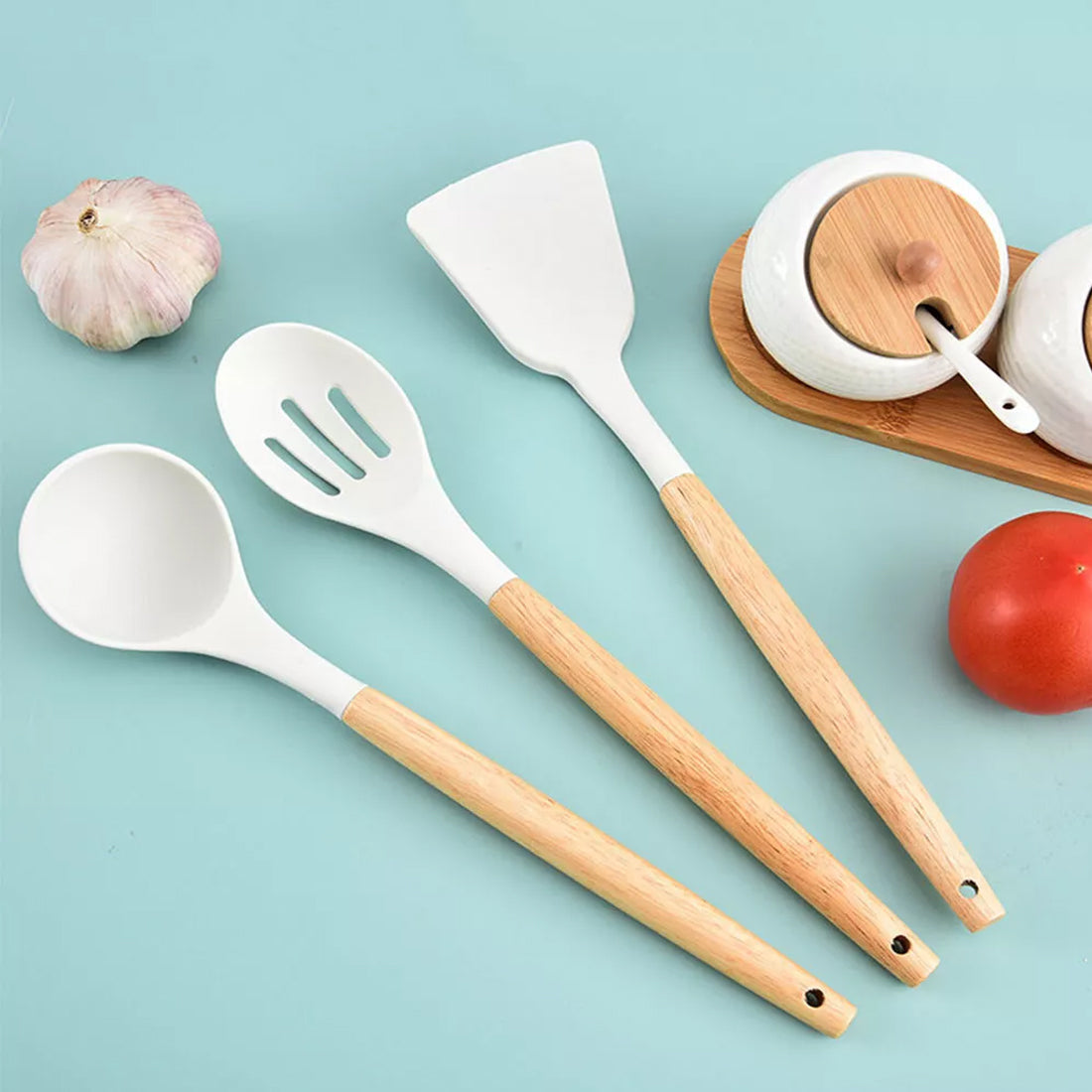 Blent10 19-piece silicone kitchen utensil set with spatulas and cooking spoons