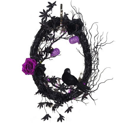 Blent10 Halloween Black Crow Garland Decoration