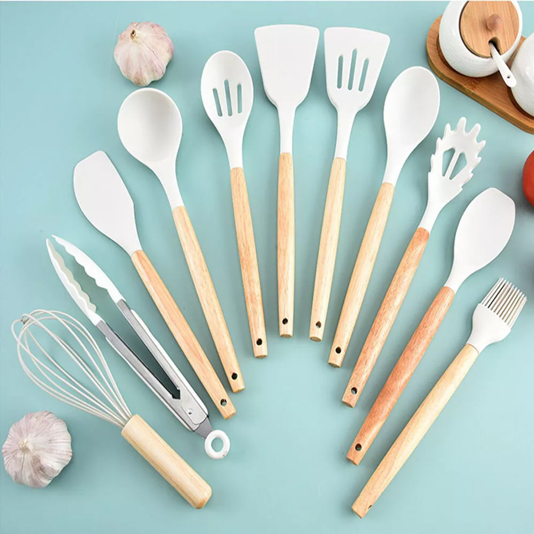 Blent10 19-piece silicone kitchen utensil set with spatulas and cooking spoons