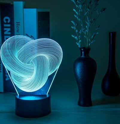 Blent10 twist abstract LED 3D night light with colourful acrylic table lamp design