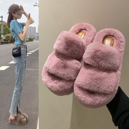 Blent10 Leisure Fleece-Lined Platform Slippers – Casual Indoor Footwear