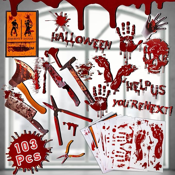 Blent10 Halloween Window Clings – Horror Decorations