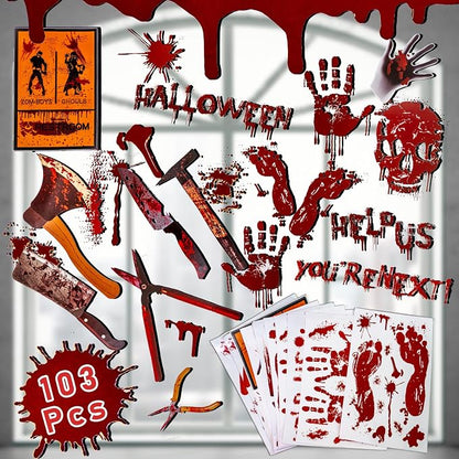 Blent10 Halloween Window Clings – Horror Decorations