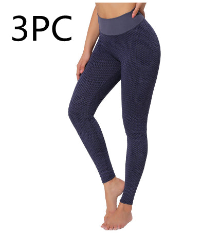 Blent10 plaid seamless high-waist leggings for yoga fitness and gym workouts