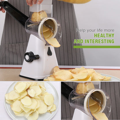 Blent10 3-in-1 rotary food slicer for grating cheese and cutting or shredding vegetables