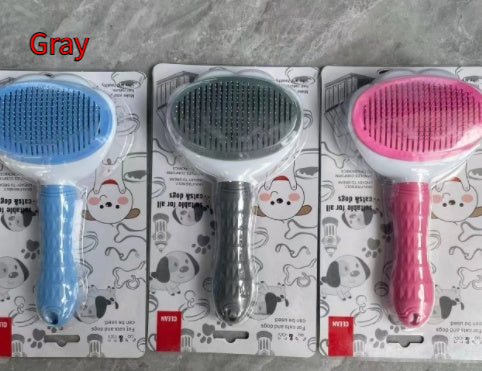 Blent10 self-cleaning pet comb with stainless steel teeth and one-button loose hair removal for cats and dogs