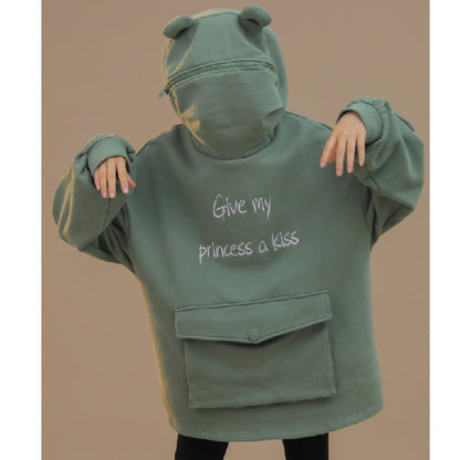 Blent10 Frog Zipper-Pocket Oversized Hoodie