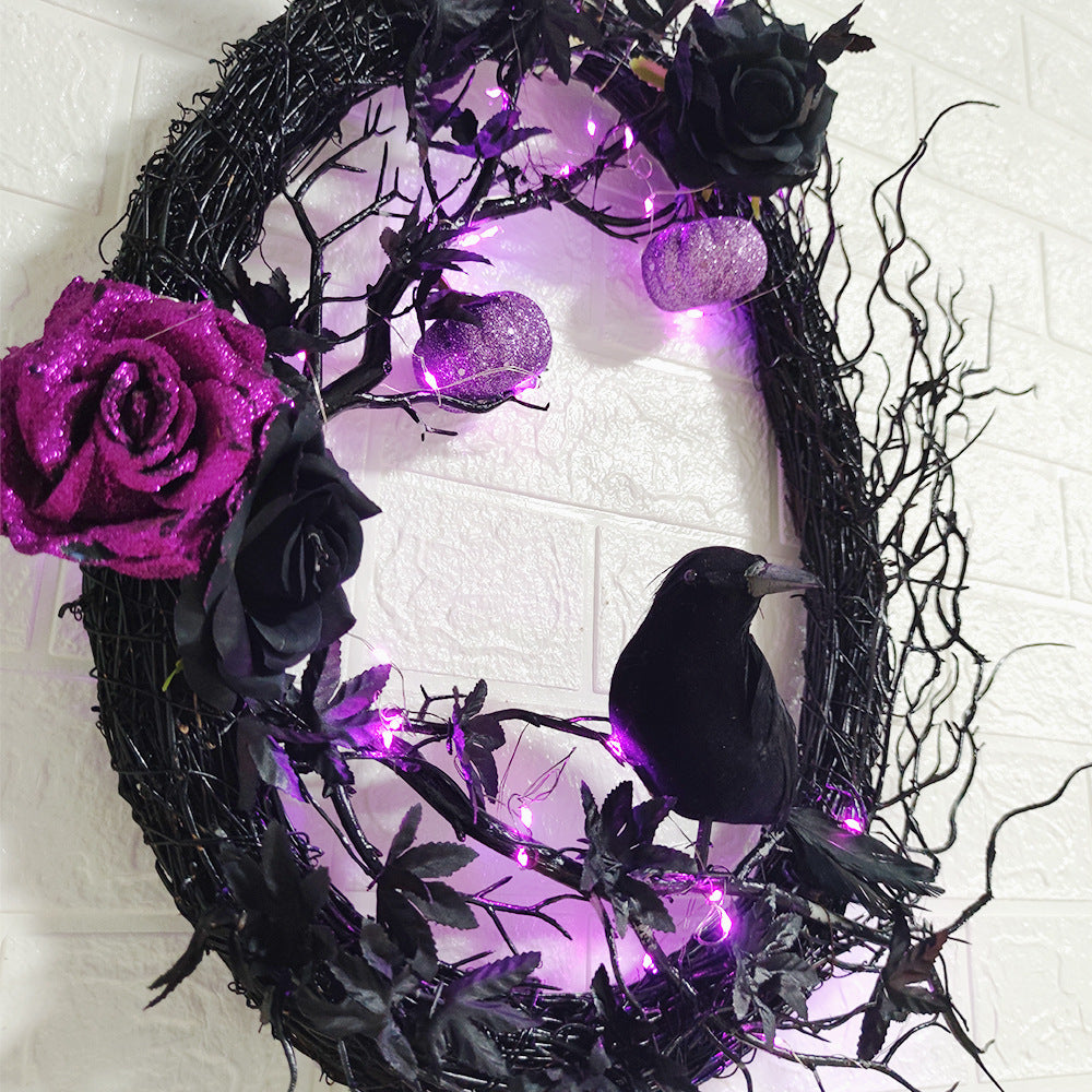 Blent10 Halloween Black Crow Garland Decoration
