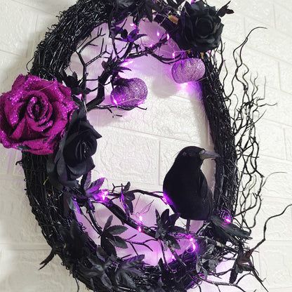 Blent10 Halloween Black Crow Garland Decoration