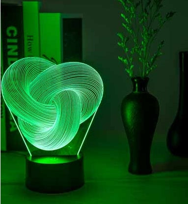 Blent10 twist abstract LED 3D night light with colourful acrylic table lamp design