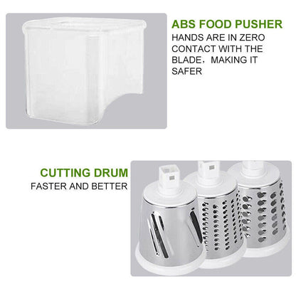 Blent10 3-in-1 rotary food slicer for grating cheese and cutting or shredding vegetables